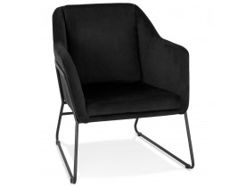 Design loungefauteuil 'BRANDO' van zwart velours