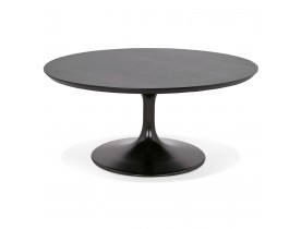 Ronde salontafel 'BUSTER MINI' van zwarte hout en zwarte metalen poot  - Ø 90 cm