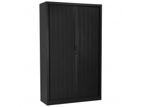 Hoge kantoorkast met roldeur 'CLASSIFY' zwart - 198x120 cm