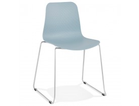 Moderne stoel 'EXPO' van blauw kunststof met verchroomd metalen voeten