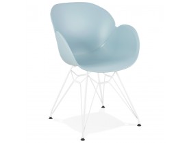 Moderne stoel 'FIDJI' blauw met wit metalen voeten