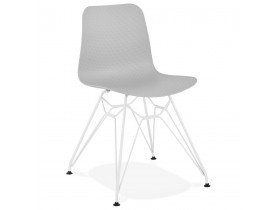 Moderne stoel 'GAUDY' grijs met wit metalen voet
