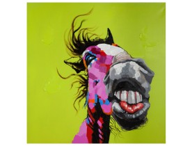 Design schilderij 'HORSE', volledig met de hand geschilderd, 120x120cm