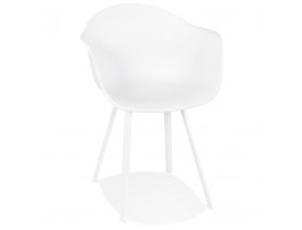 Witte design stoel 'JAVEA' met armleuningen voor binnen/buiten - bestel per 2 stuks / prijs voor 1 stuk