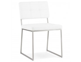 Gecapitonneerde stoel 'LEON' in wit kunstleder