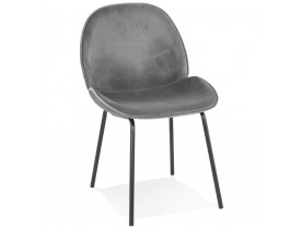 Vintage stoel 'MAGALY' van donkergrijs velours met zwarte metalen poten
