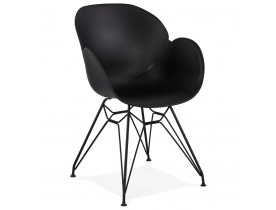 Design stoel 'SATELIT' zwart industriële stijl met zwart metalen voeten