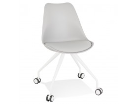 Grijze bureaustoel op wieltjes 'SKIN' met metalen frame