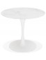 Ronde designeettafel 'GOST' van wit glas met marmereffect - Ø 90 cm