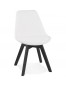 Design stoel 'LINETTE' van witte badstof met zwarte houten poten