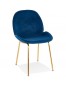 Vintage stoel 'MAGALY' van blauw velours met goudkleurige metalen poten