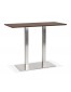 Hoge design tafel 'MAMBO BAR' met notenhouten afwerking en geborsteld metalen poot - 150x70 cm