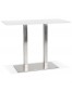 Witte hoge design tafel 'MAMBO BAR' met geborsteld metalen poot - 150x70 cm