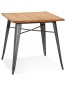 Vierkante industriële tafel 'MARCUS' van donker hout met donkergrijze metalen poten - 76 x 76 cm