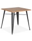 Vierkante industriële tafel 'MARCUS' van licht hout met zwarte metalen poten - 76 x 76 cm