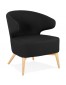ODILE' loungestoel in zwarte stof en natuurlijke poten van natuurlijk hout