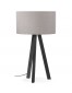 Design tafellamp 'SPRING MINI' met grijze lampenkap en zwarte staander