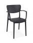 Geperforeerde stoel met armleuningen 'TORINA' van zwarte kunststof