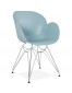 Moderne stoel 'UNAMI' van blauw kunststof met verchroomd metalen voeten