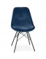 Design stoel 'ZAZY' van blauwe fluweel met zwarte metalen poten 