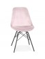 Design stoel 'ZAZY' van roze fluweel met zwarte metalen poten