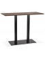 Hoge design tafel 'ZUMBA BAR' met notenhouten afwerking en zwarte metalen poot - 150x70 cm