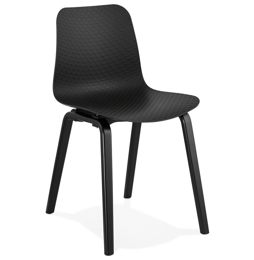 als Of draadloos Design stoel PACIFIK zwart met zwarte houten poten