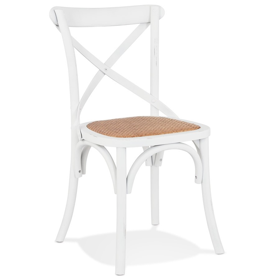 Chaise de cuisine CHABLY en bois blanc - Chaise rétro