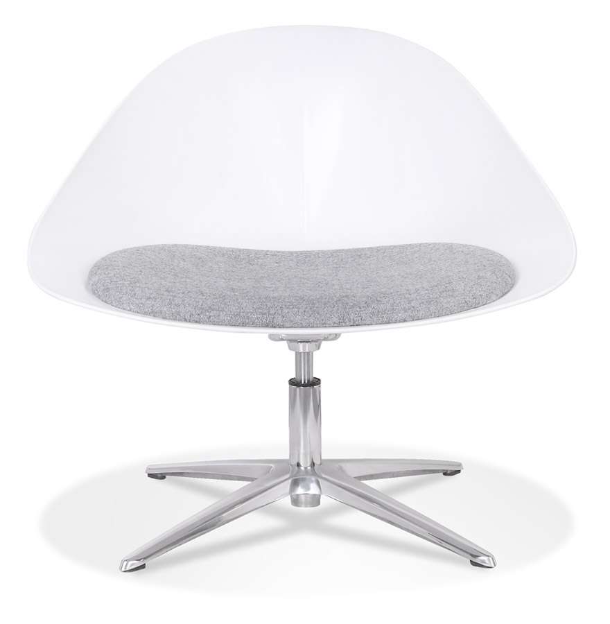 Chaise lounge design 'DAPHNE' en matière plastique blanche et tissu gris vue2