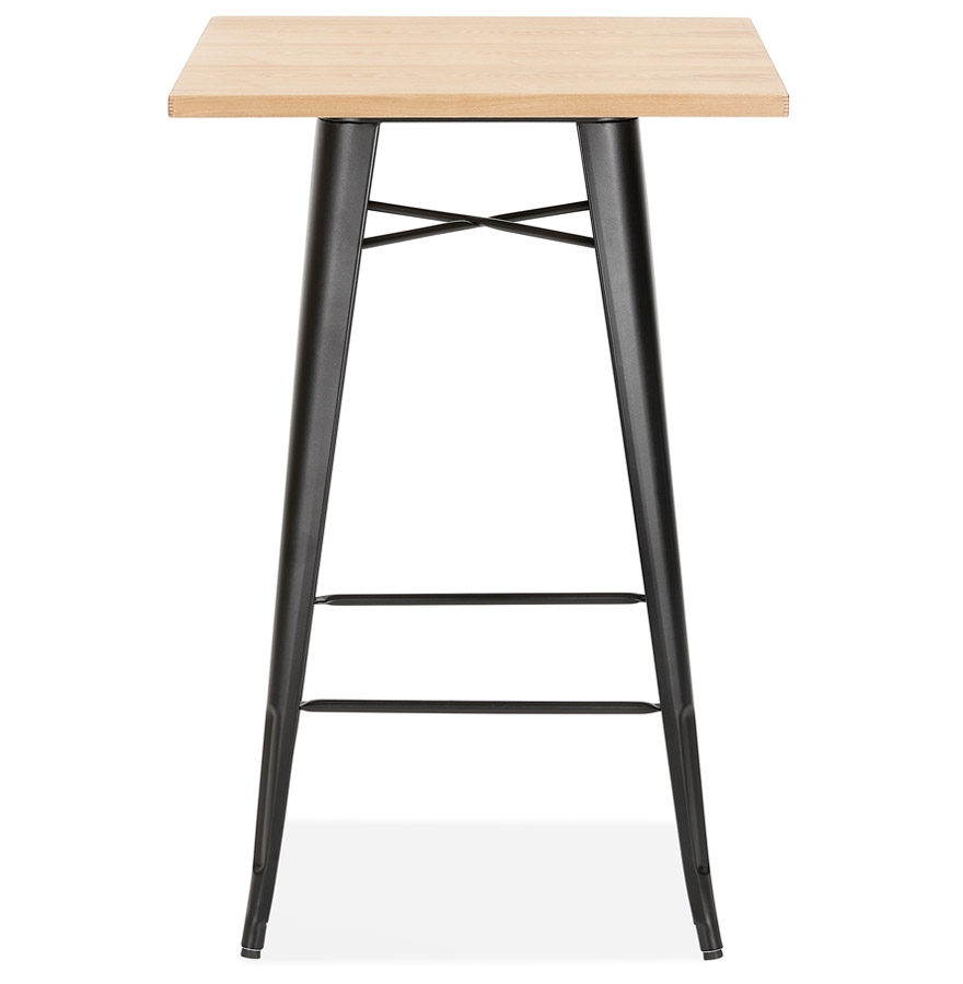 Table haute style industriel 'DARIUS' en bois clair et pieds en métal noir vue2