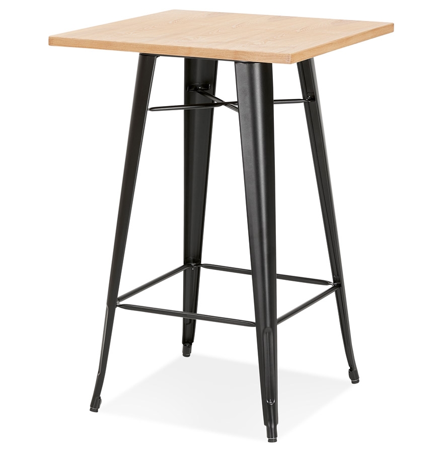 Table haute style industriel 'DARIUS' en bois clair et pieds en métal noir vue3