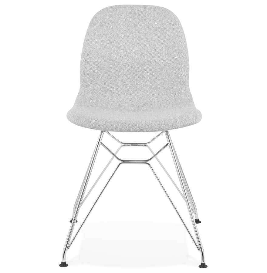 Chaise design 'DECLIK' grise claire avec pieds en métal chromé vue2