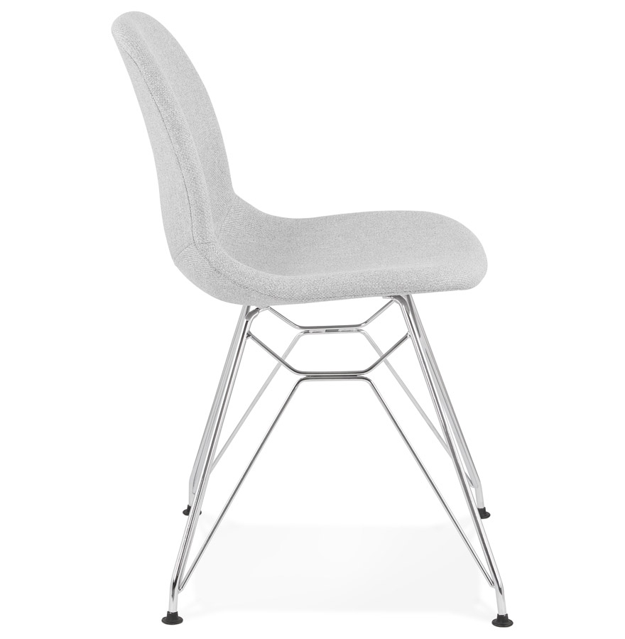 Chaise design 'DECLIK' grise claire avec pieds en métal chromé vue3