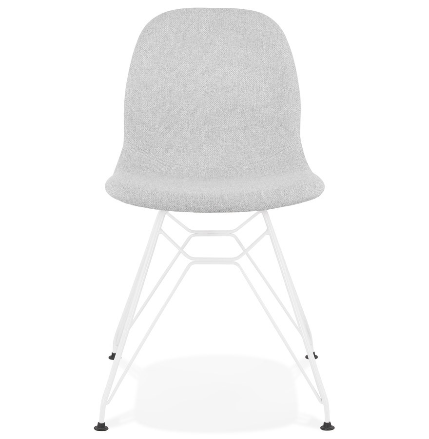 Chaise design 'DECLIK' grise claire avec pieds en métal blanc vue2