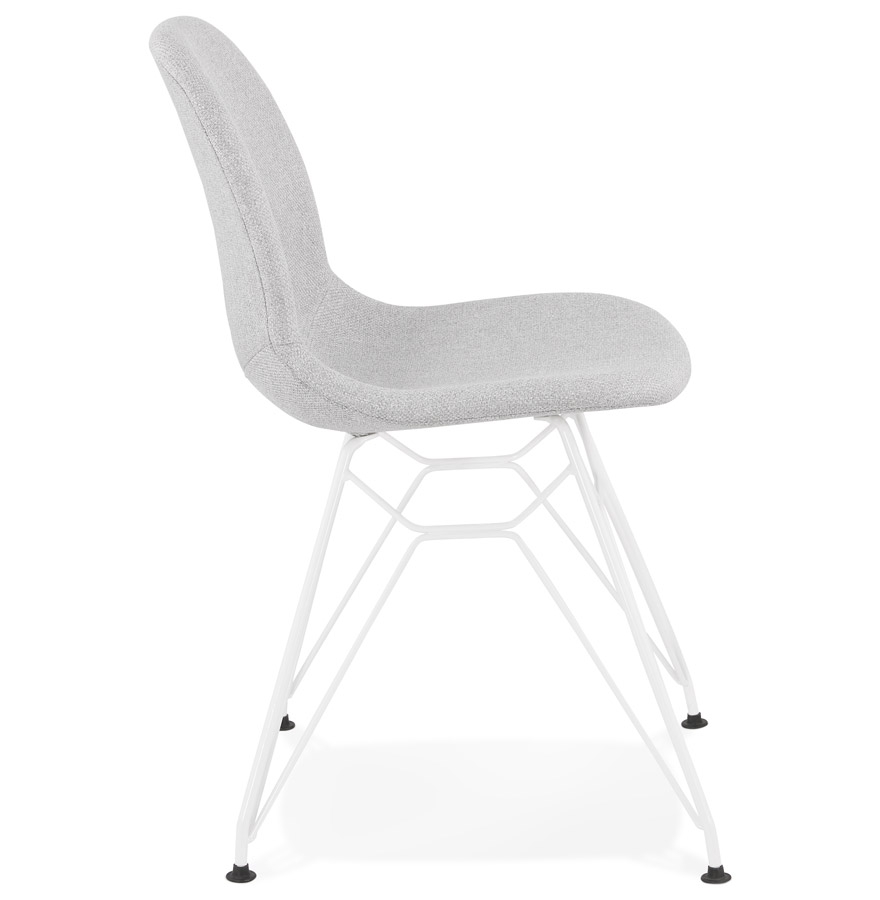 Chaise design 'DECLIK' grise claire avec pieds en métal blanc vue3