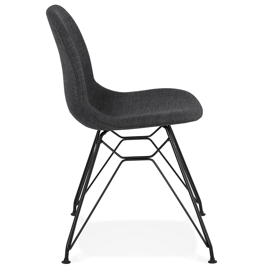 Chaise design 'DECLIK' gris foncé avec pieds en métal noir vue3