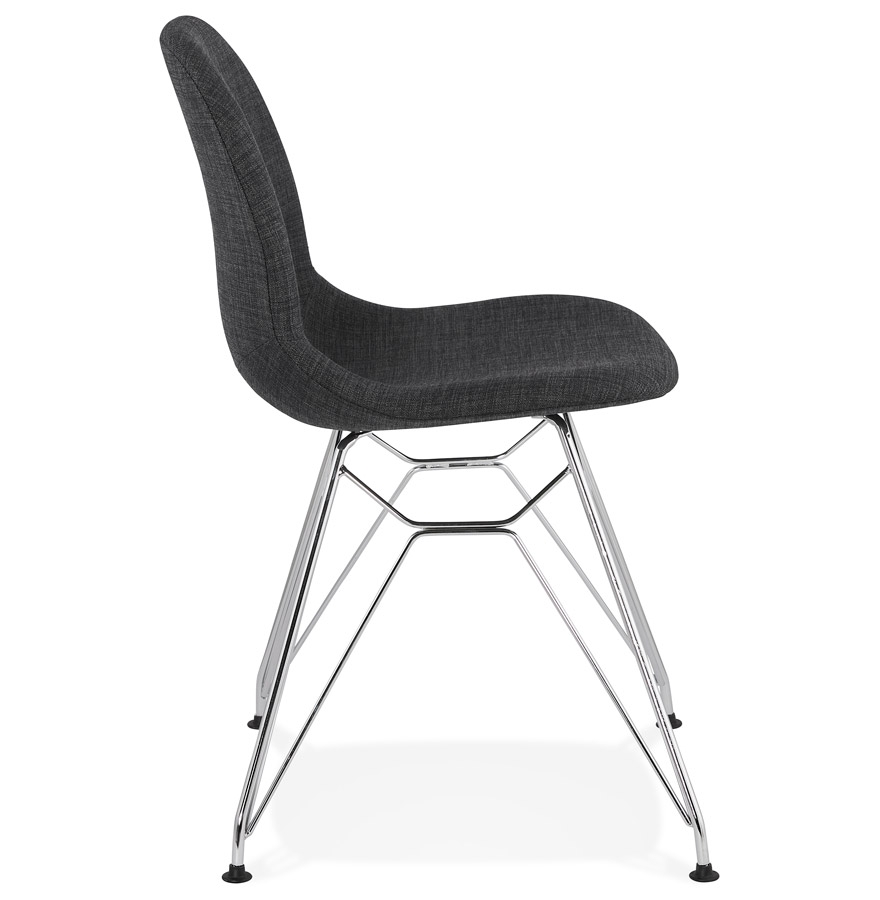Chaise design 'DECLIK' gris foncé avec pieds en métal chromé vue3