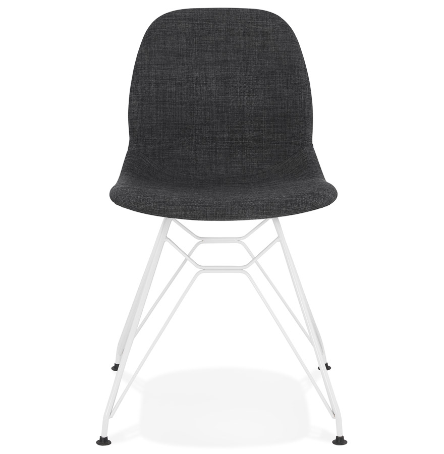 Chaise design 'DECLIK' gris foncé avec pieds en métal blanc vue2