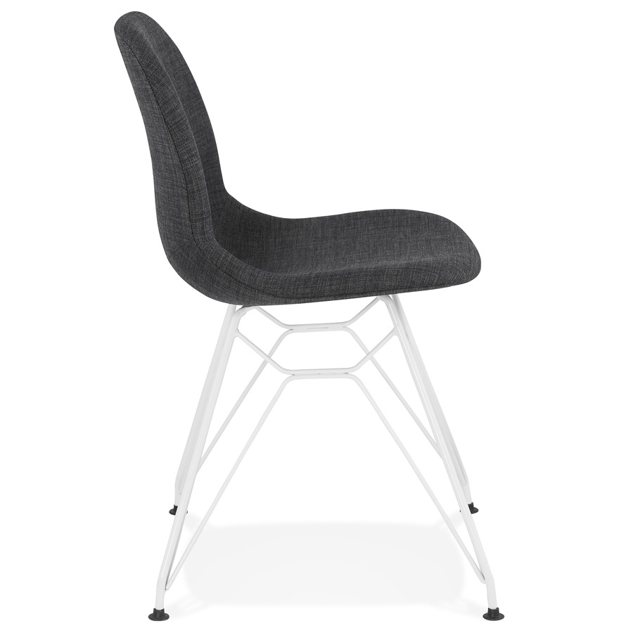 Chaise design 'DECLIK' gris foncé avec pieds en métal blanc vue3