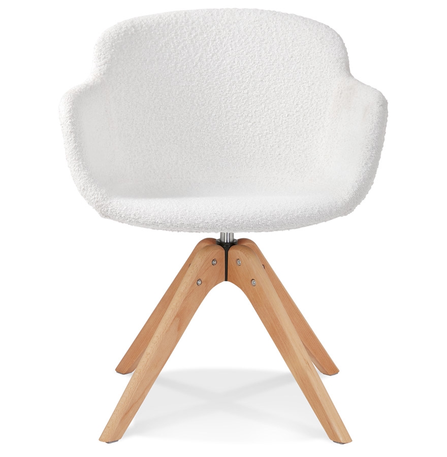 Chaise à accoudoirs style scandinave 'DESMA' en tissu bouclé blanc et bois naturel vue2