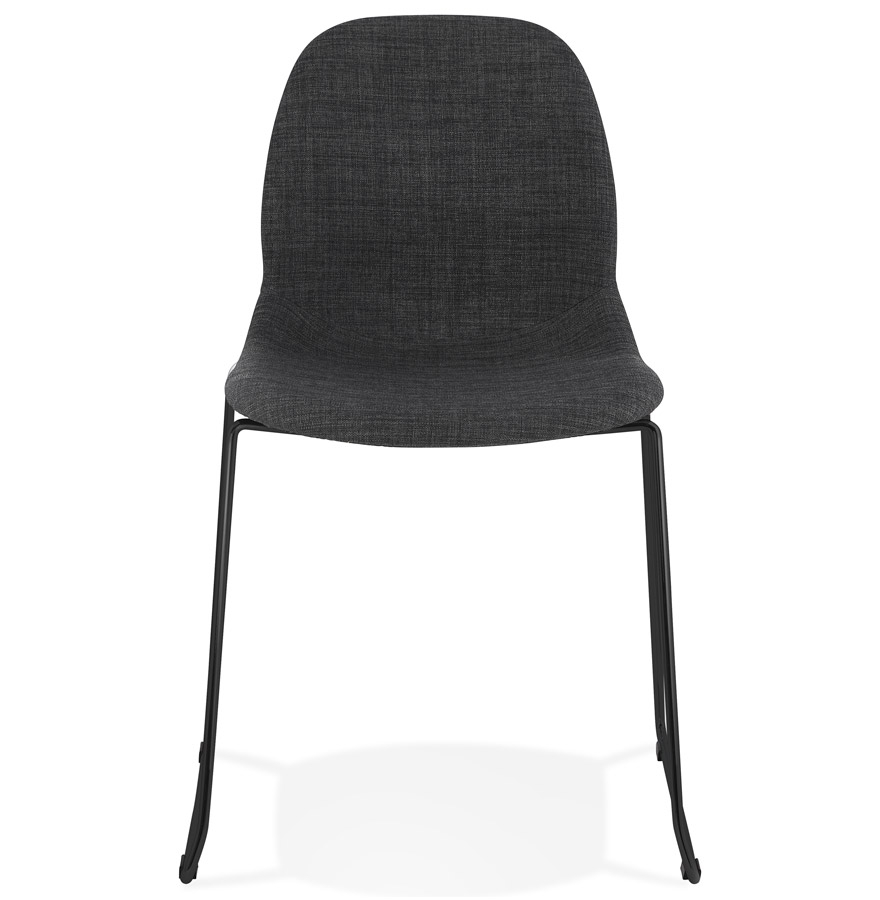 Chaise design 'DISTRIKT' en tissu gris foncé avec pieds en métal noir vue2