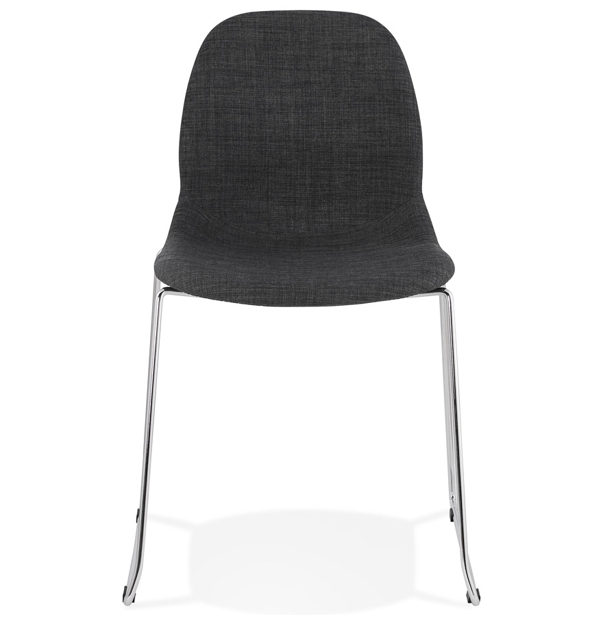 Chaise design 'DISTRIKT' en tissu gris foncé avec pieds en métal chromé vue2