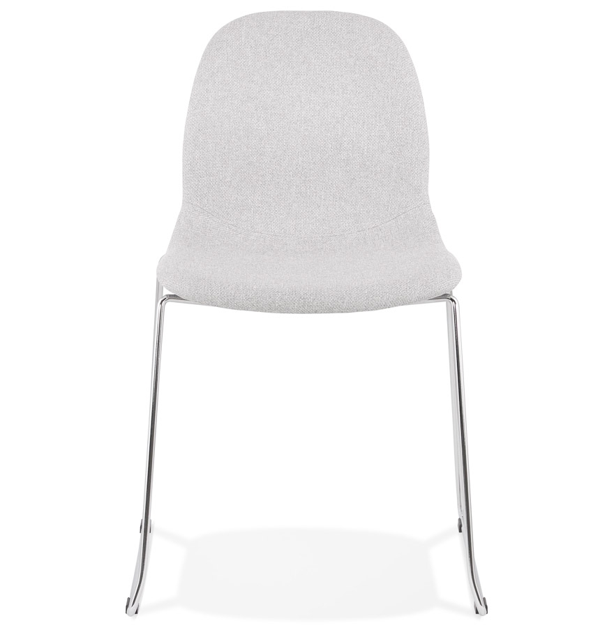 Chaise design empilable 'DISTRIKT' en tissu gris clair avec pieds en métal chromé vue2