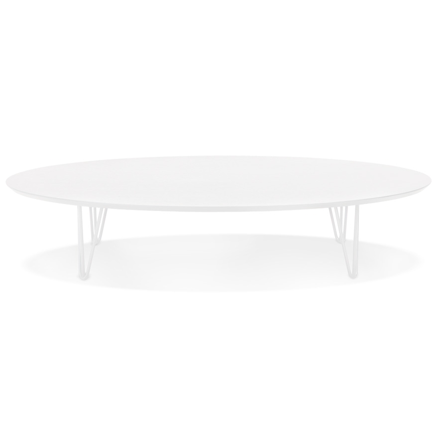 Grande table basse de salon 'ELYPSE' en bois et métal blanc vue2