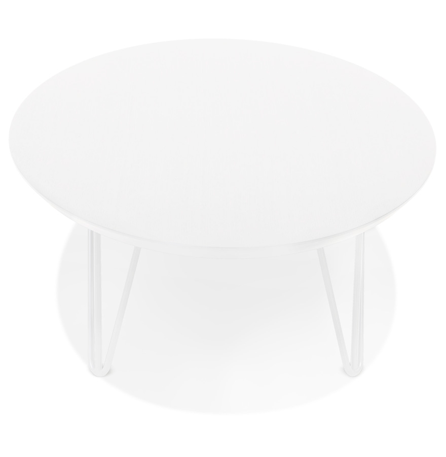 Grande table basse de salon 'ELYPSE' en bois et métal blanc vue3