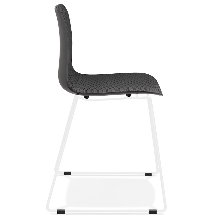Chaise moderne 'EXPO' noire avec pieds en métal blanc vue3