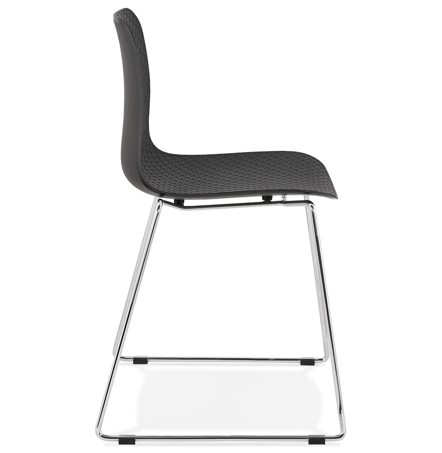 Chaise moderne 'EXPO' noire avec pieds en métal chromé vue3