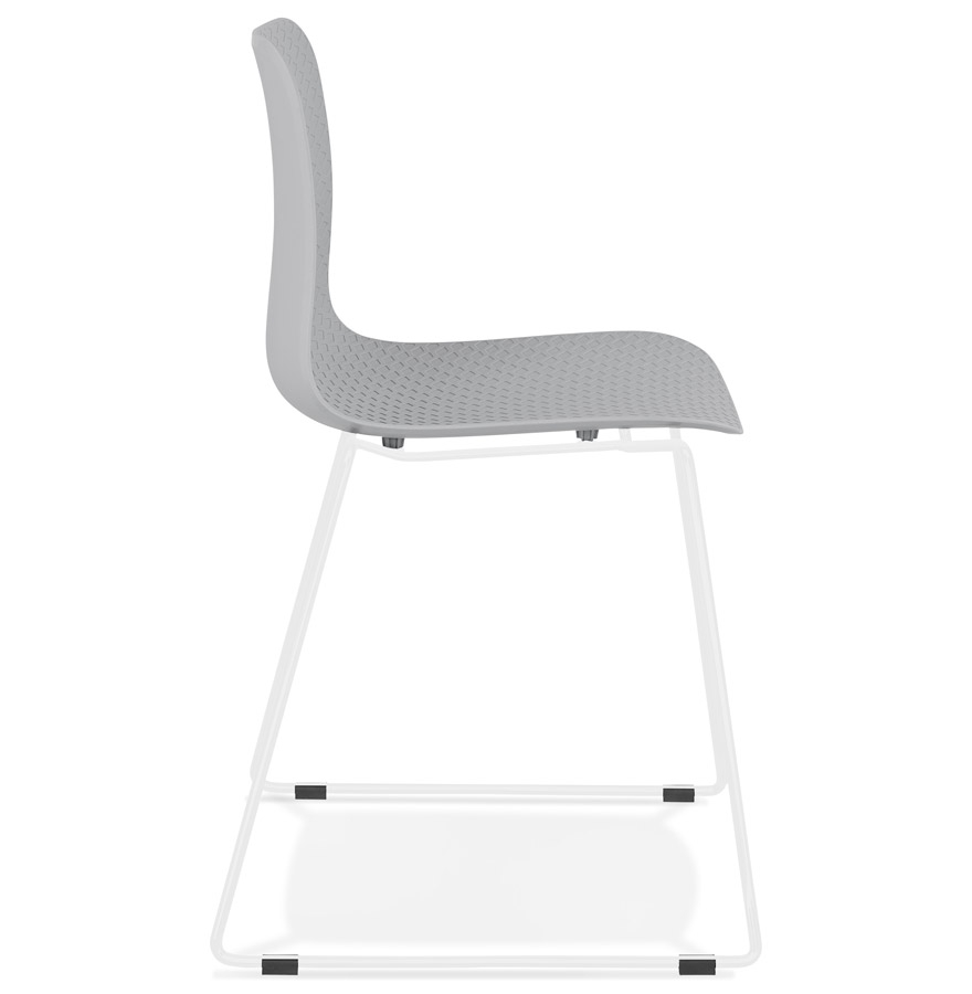 Chaise moderne 'EXPO' grise avec pieds en métal blanc vue3