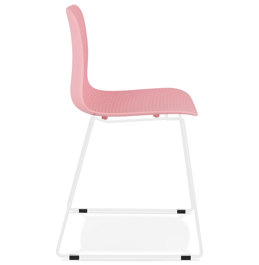 Chaise moderne ´EXPO´ rose avec pieds en métal blanc