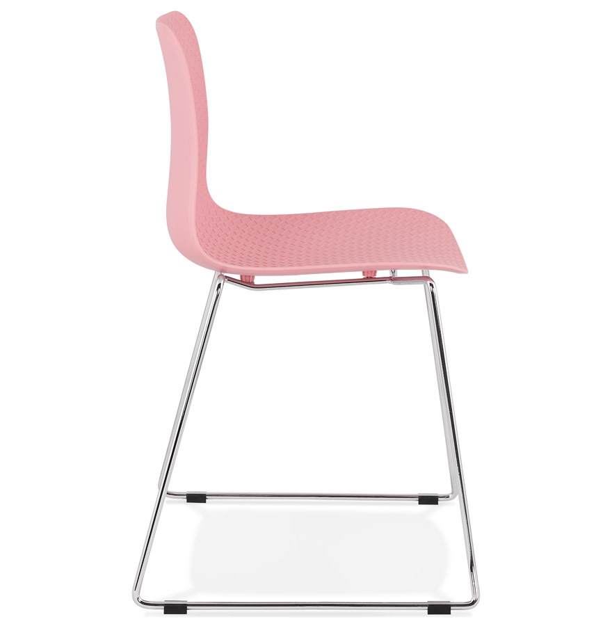 Chaise moderne ´EXPO´ rose avec pieds en métal chromé